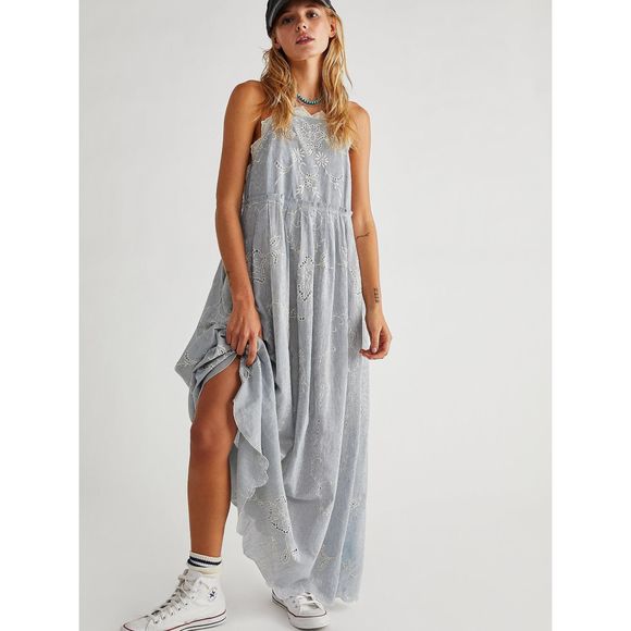 New Free People Rosalia Embroidered Apron Dress sz Medium